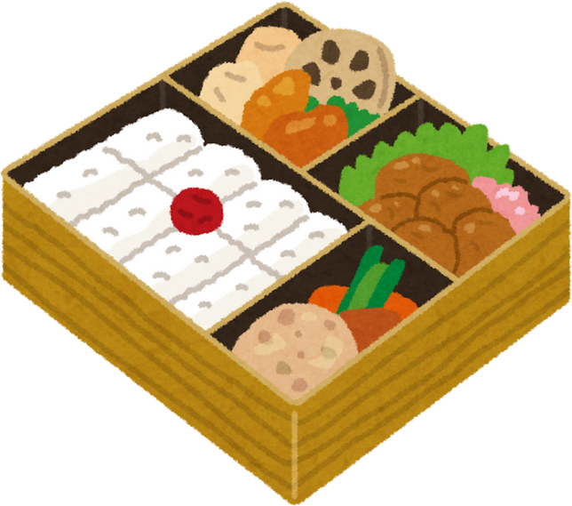 Illustration of a Traditional Makunouchi Bento Box